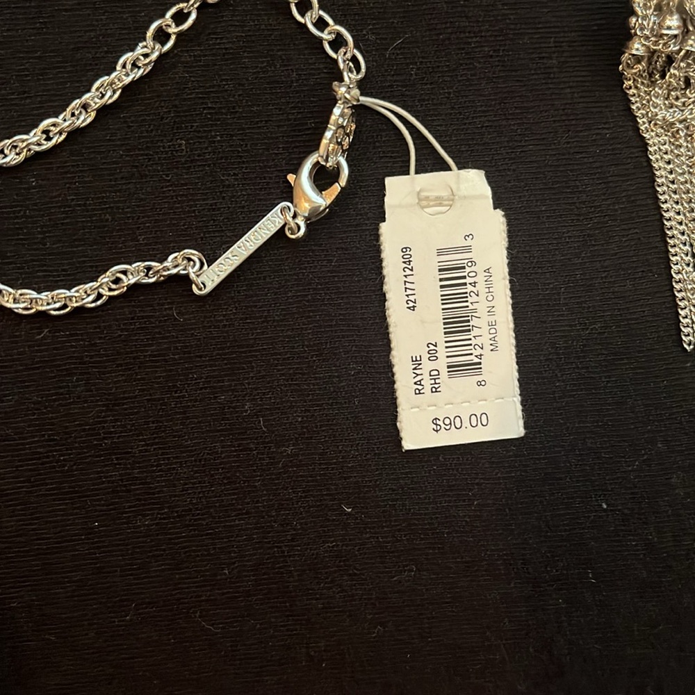 Kendra Scott Rayne Black Mother of Pearl Silver Necklace - Picture 2 of 5